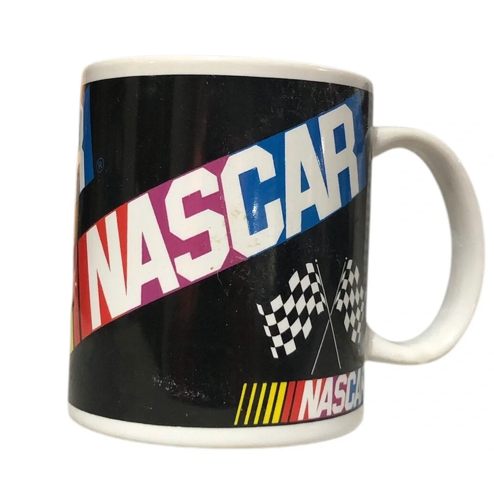 NASCAR Black Mug with Colorful‎ Stripes